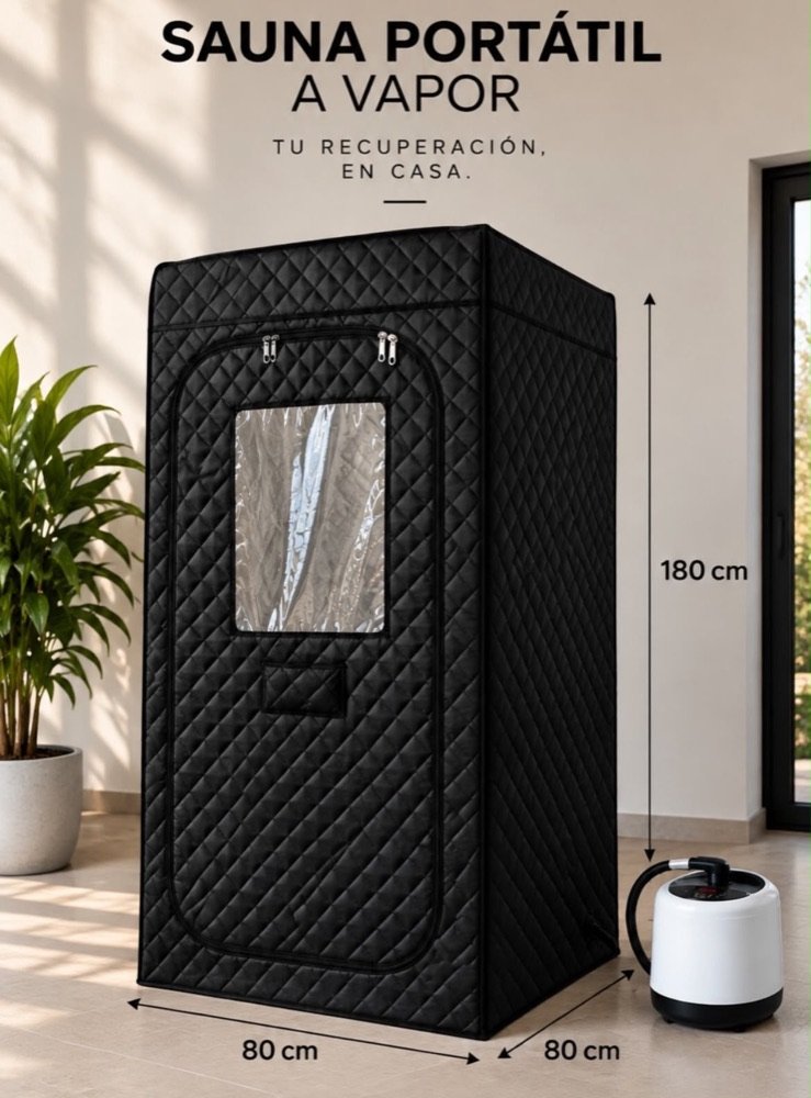 Sauna Clásico negro, 80 x 80 x 180 cm